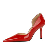 Breakj Fashion And Simple High Heels Women's Shoes With High Heel Shallow Tip Side Hollow Patent Leather Single Shoes