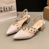 Breakj Bag Head Sandals Women's Coarse Heel 2025 Spring And Summer New Willow Roman Fashion Lacquered Leather Tip Bee Slope And