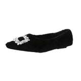 Breakj Square Buckle Pointed Head Shallow Single Shoes Women 2023 Temperament A Foot Pedal Wool Shoes To Keep Warm And Comfortable Pregnant