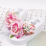 Handmade Slippers Summer Flip Flop Flowers Decoration Female Flip Flops High Heel EVA Bohemia Beach Sandal Slippers