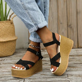 Fashion Wedge Sandals for Women Summer 2022 Casual Non-slip Peep Toe Platform Shoes Rubber Sole Buckle Elegant Heels