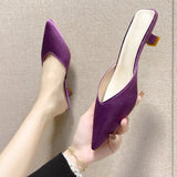 Breakj Half-Shoe Woman 2025 Summer New Large-Size Pointed Thin And Shallow Cloth Cloth Muller Shoes And