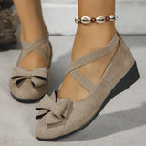 Breakj 2025 New Velvet Bow Cross-Tight With Slope And Large Size Single Shoe