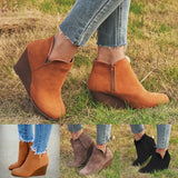 Pointed Toe Booties Winter Women Leopard Ankle Boots Footwear Platform High Heels Wedges Shoes Woman Bota