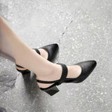 High-Heeled Sandals Women's Shoes 2023 Summer New Cowhide Thick-Heeled Fairy Shoes With