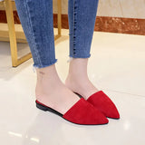 Shoes flats mules fashion pointed toe slippers Slip on Slides Ladies shallow sandals zapatos mujer Black red green