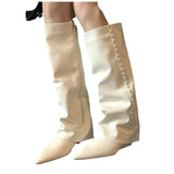Breakj Trousers Boots 2025 New Net Red Fat Mm Pointed Slope And High But Knee Long Boots