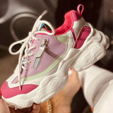 Chunky Sneakers Female Lace Up Platform Vulcanized Ladies Zip Breathable Comfort Flat Woman Casual Walk Shoes Plus