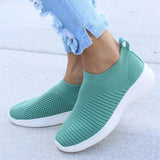 Air Mesh Sneakers Stretch Knitted Autumn Flat Shoe Spring Breathable Casual Walking Vulcanize Shoes Female Plus