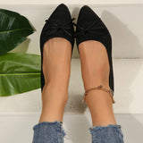Large-Size Bow Flying Flat Sole Women's Knitted Sharp Slacker Boat
