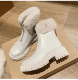 Winter Boots Women 2021 New Sexy Fashion Zipper Black White Ankle Boots For Women Luxury Designer Ladies Fur