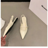 Pointed Toe Sandals Women 2023 Summer New Ankle Buckle Fashion Temperament Flat Comfortable Women's Solid Sandalias