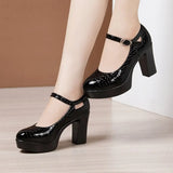 New Spring Autumn Casual High-heeled Shoes Sexy Thick Heels Platform Pumps Black White Size 43 High Heels