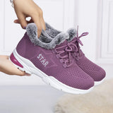 2021 Winter Snow Boots for Women Chunky Warm Vulcanized Shoes Ladies Flats Non-Slip Knitted Fabric Casual Plush Running