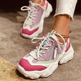 Chunky Sneakers Female Lace Up Platform Vulcanized Ladies Zip Breathable Comfort Flat Woman Casual Walk Shoes Plus