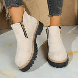 Breakj Round Head Side Zipper Martin Boots Short Boots Coarse And New Autumn And Winter Large-Size Women's Short