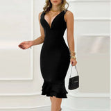 Lady Fashion Leopard Print Sleeveless Sling Party Dress V-Neck Bodycon Bag Hip Dresses Women Sexy Wrap Backless Shiny Mini