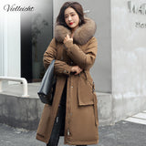 -30 Degrees Snow Wear Long Parkas Winter Jacket Women Fur Hooded Clothing Female Fur Lining Thick Winter Coat