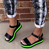 Women Mixed Colors Sandals Female Casual Flat Platform Ladies Fashion Buckle Shoes Woman Comfortable Footwear Plus