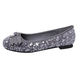 Sequined Ballet Flats Summer New Women Bow Round Toe Mary Janes Shoes Fashion Diamond Pendant Elegant Ladies