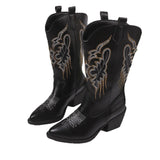 Breakj And Autumn 2025 New Female Vintage Embroidery V Mouan Rider Boots Western Cowboy Mid-Clinic