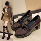 High-Heeled Fairy Mary Jane Shoes Spring 2024 New Vintage Medium-Heeled JK Shoes Lori Black Single