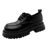 Women's Fashion Lolita Gothic Shoes College Style Black Pu Leather Platform Shoes Women Metal Chain Jk Uniform