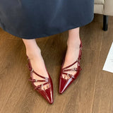Breakj New Patent Leather With Cat And Bag Head Sandals Female Sharp Head Thin Black High-Heeled