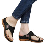 Breakj Flower Toe Slippers Female Slippers Slope With Thick Bottom Flip-Flops Stitching Female Clip