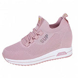 Platform Shoes Hidden Heel Women Casual Platform Sneakers Women Height Increase Wedges Shoes For Women Trainers Black