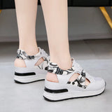 Breakj Spring And Summer New Breathable Hollow Out Mesh Sports Sandal Wedge Flat Single Shoes Increased Baotou Women's