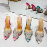 New Rhinestone Woven High Heel Pointed Transparent Women's Shoes Spot