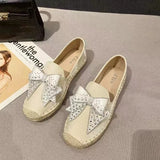for Women 2024 Flats Sport Sneakers Woman Espadrilles Casual Barefoot Cute Comfortable Bowknot Rhinestones Loafers Slip