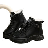 Breakj New Autumn And Winter Women Keep Warm Martin Boots Plus Thick Tie Thick Bottom Short Boots Women's