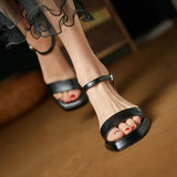 Breakj Buttoned Sandals Women Summer New 2025 Square Waterproof Table Horseshoes And Fairy Wind Heels High