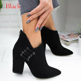 Chain Women's Boots Leather Heels Back Zipper Woman Boots Pointed High Heels Shoes For Women 2021 Ankle Boots