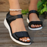 Breakj Summer New Large-Size Flat-Bottomed Magic Sandals Women Wear Simple And Comfortable
