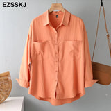 new chic casual loose cotton blouse shirt women female white blouse shirt spring summer women oversize shirt