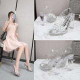 Breakj New Korean Version Of The Runway Show Model Shoes Flat Heel Sexy Black Waterproof Table 11CM High Heel Sandal Female