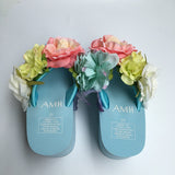 Flowers Woman Beach Flip Flops Summer Style Slides Resistant Slippers Platform Shoes Woman Hit Color Wedges