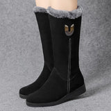 Winter Women Long Boots Warm Plush Cow Suede Snow Boots Women Shoes Fashion Zipper Women's Winter Boots Zapatos De