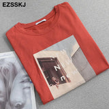 cotton t-shirt women's summer ins short-sleeved 2021 new sanding bottoming shirt loose printed t-shirt