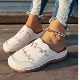 Breakj Embroidered Buns Slippers Women's Large-Size Round Head Baotou Slope And Wear Half-Dragging Women's