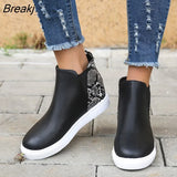 Boots Women Lace-Up Shoes Coloured Snake Short Spring Autumn Botas Round Head Casual Slip on Black Large Size Gothic