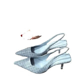 Breakj / Summer 2023 New Thin Shoes With Pointed Head And Back Empty Sandals Women's Small Fragrant Wind French Shoes High Heel