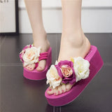 Slippers Summer Flip Flop Flowers decoration Female Flip flops High heels EVA Flip flops Bohemia Beach Slippers