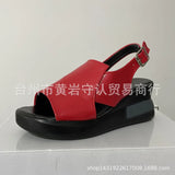 Platform Heel Sandals Women Wear 2023 After Empty A Word Buckle Sandals Large Size High Heel Sandals