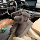 Breakj With Thick-Sleet Hair Edge To Keep Warm Cotton Shoes In The Long-Singed Snow Boots Women Winter