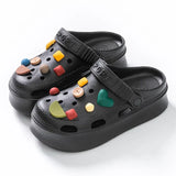 Women's Sandals Fashion Charms Clog Shoes Wear Increased Non-slip High-heeled Shoes Hole Shoes Beach Sandals Sandalias