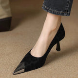 Breakj 2025 New French Retro Leopard Tip High Fine Heel Singles Female Fashion Temperament Metal